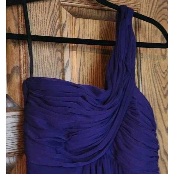 Vtg 90s Cindy Royal Purple Prom Dress Sz L Polyester w/ Scarf - Picture 2 of 6